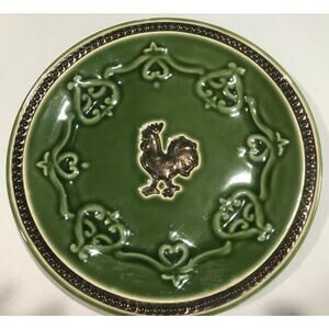 Cracker Barrel Green Elegant Rooster 9 inch Dinner Plate *Discontinued
